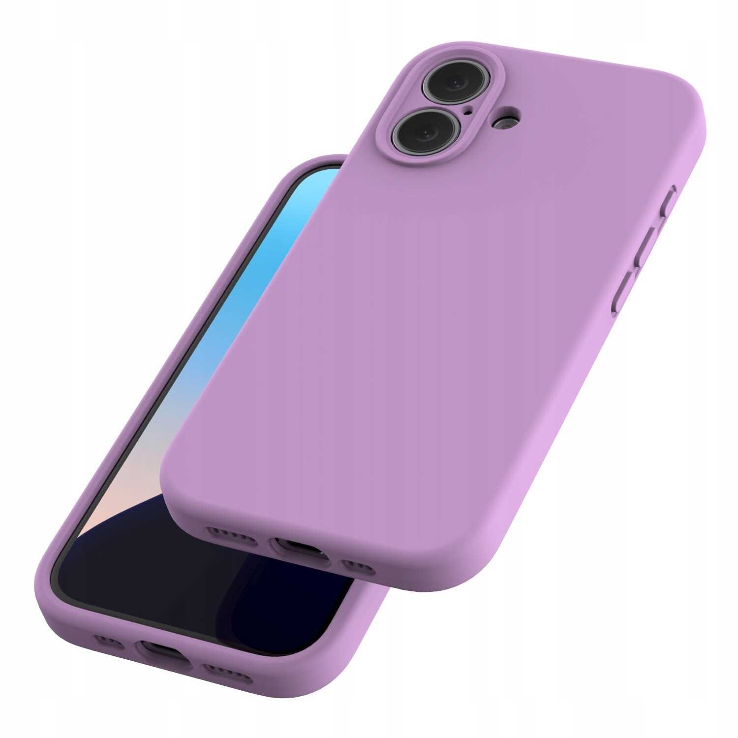 Na obrazie widoczne jest różowe silikonowe etui na telefon z dwoma otworami na aparaty fotograficzne. Etui ma gładką powierzchnię i wycięcia na przyciski oraz porty.