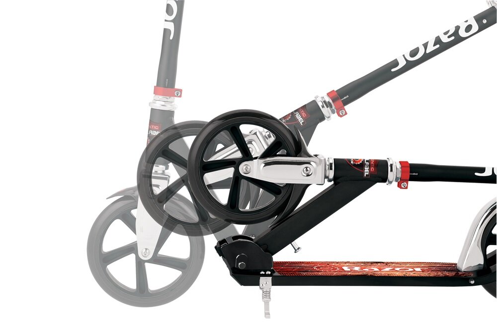 Hulajnoga RAZOR A5 Lux 13073067 Czarny koła duże 20-calowe łożyska wysokiej klasy ABEC 5 niskie opory toczenia z wysokiej jakości poliuretanu lekka konstrukcja prosty system składania zajmuje niewiele miejsca