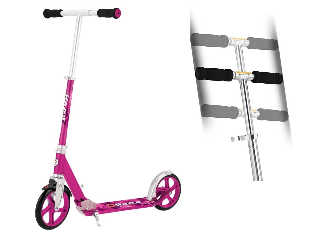 Hulajnoga RAZOR A5 Lux 13073064 Różowy kierownica uchwyty pokryte specjalną pianką regulacja kierownicy maksymalna wysokość kierownicy do 97 cm