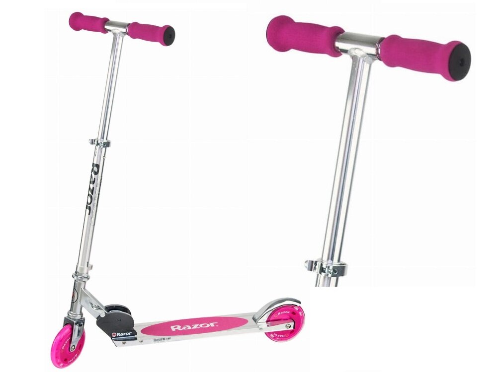 Hulajnoga dla dzieci RAZOR A125 GS Różowy kierownica uchwyty pokryte specjalną pianką regulacja kierownicy maksymalna wysokość do 60 cm