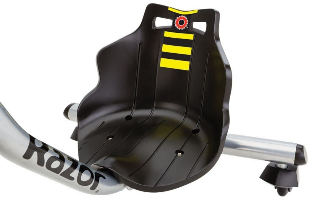 Pojazd do driftu RAZOR PowerRider 360 Czarno.żółty wygoda ułatwienie podnóżki siodełko