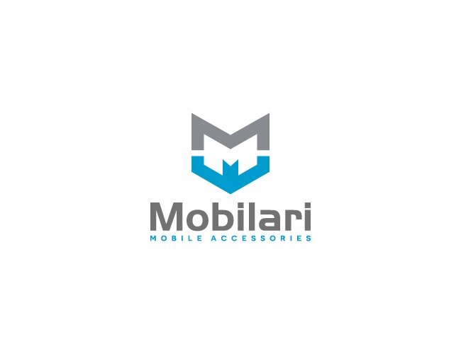 Logo składa się z litery \'M\' w kolorach szarym i niebieskim, pod którą znajduje się napis \'Mobilari MOBILE ACCESSORIES\'.