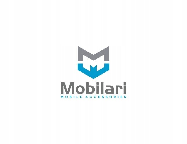 Logo składa się z litery \'M\' w kolorach szarym i niebieskim, pod którą znajduje się napis \'Mobilari MOBILE ACCESSORIES\'.