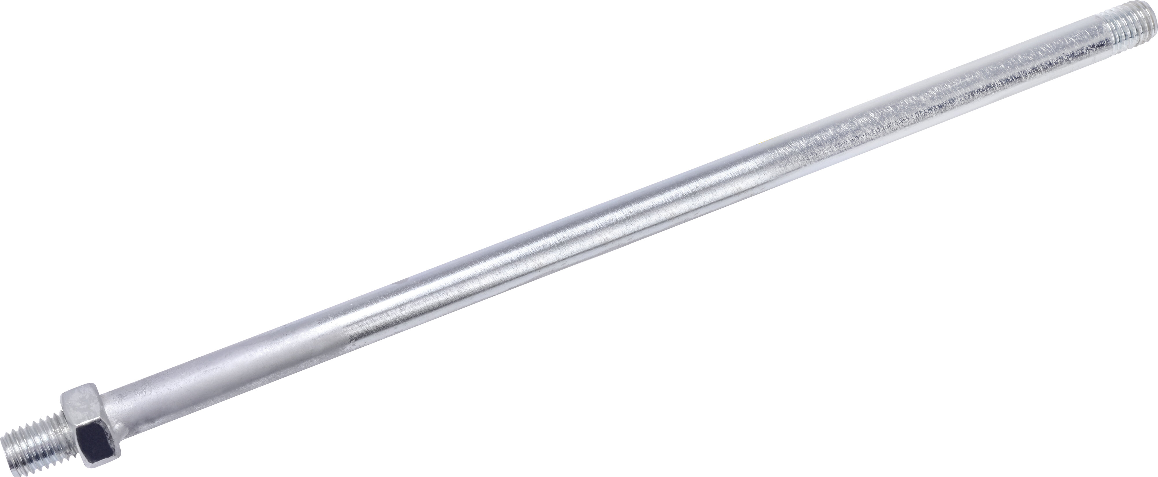 Metalowy trzpień o długości 380 mm z gwintem na obu końcach, przeznaczony do mieszadła budowlanego.