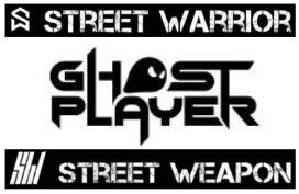 Obraz przedstawia logo z napisami: \'STREET WARRIOR\', \'GHOST PLAYER\' oraz \'STREET WEAPON\'.