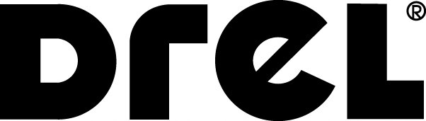 Logo z napisem \'DREL\' w czarnym kolorze na białym tle.