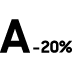 Ikona najwyższej klasy energetycznej A Czarna litera \'A\' obok napisu \'-20%\'.