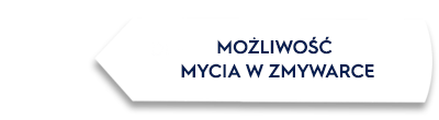 Biały kształt z czarnym tekstem: \'MOŻLIWOŚĆ MYCIA W ZMYWARCE\'.