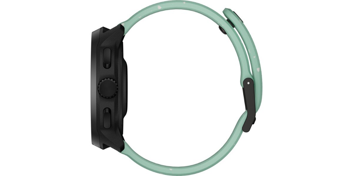 Smartwatch SUUNTO Run 2 Zielony na białym tle - na ekranie zegarka widoczny jest pomiar wyników aktywności.