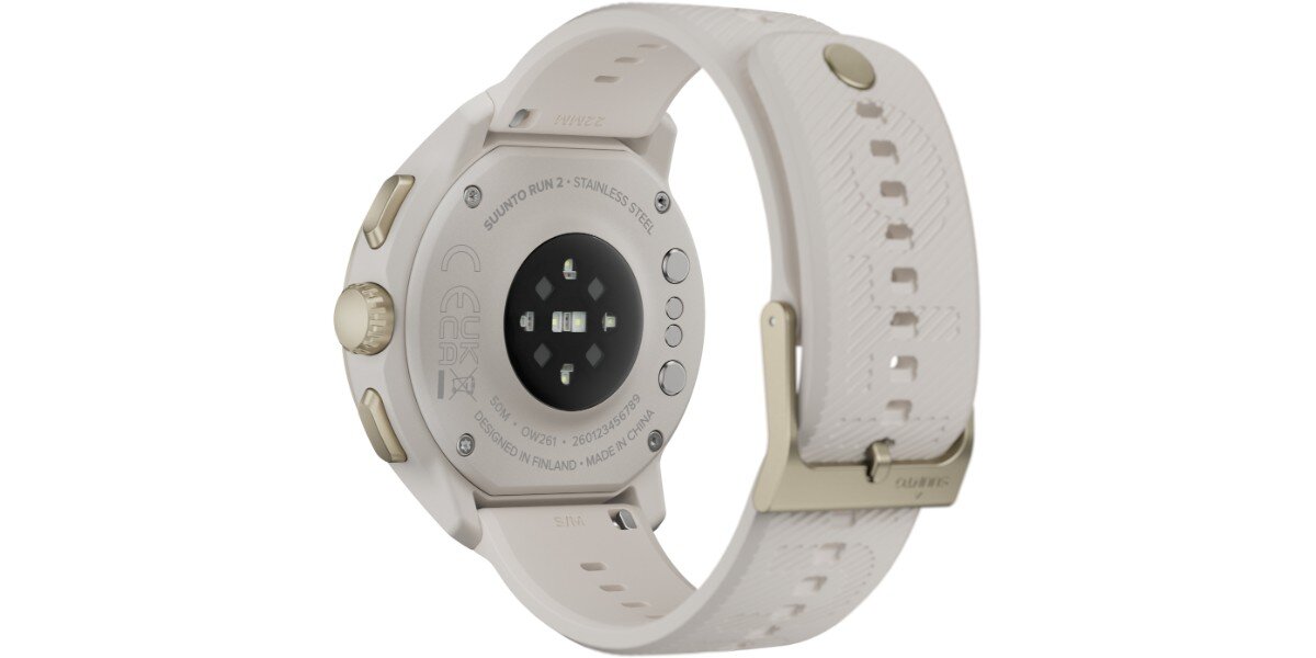 Smartwatch SUUNTO Run 2 Złoty na białym tle - tył zegarka.