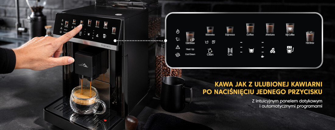Ekspres ETA Ristello 117390000 zdjęcie lifestyle taka, jaką lubisz 3-stopniowa regulacja mocy i objętości kawy