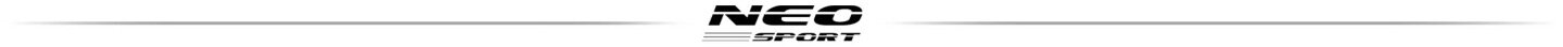 Logo z napisem \'NEO SPORT\' na białym tle z cienkimi, poziomymi liniami po obu stronach.
