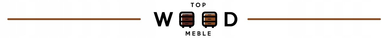 Logo z napisem \'TOP WOOD MEBLE\', gdzie litery \'O\' są stylizowane na drewniane szafki.