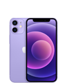 Na obrazie widoczny jest smartfon w kolorze fioletowym z dwoma aparatami z tyłu i wyświetlaczem z okrągłym wzorem w odcieniach fioletu i różu. Na obudowie znajduje się logo w kształcie nadgryzionego jabłka.