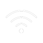 Ikona przedstawia symbol Wi-Fi w kolorze białym na czarnym tle.