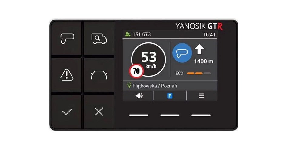 Antyradar YANOSIK S-clusive by GTR widok interfejs