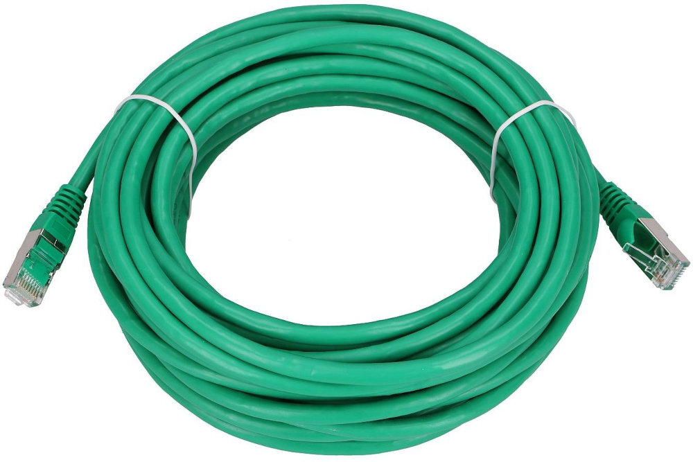 EXTRALINK Kabel RJ-45/RJ-45 Patchcord ekranowany kategorii 6A SFTP Extralink  sieciach Ethernet router, switch, komputer czy telefon VoIP połączeń między patch panelami teleinformatycznych Wysoka elastyczność odporna konstrukcja - zwinięty kabel na białym tle