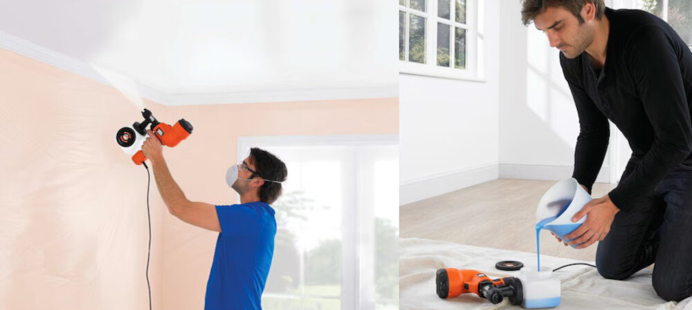 Pistolet natryskowy BLACK & DECKER HVLP200-QS zbiornik pojemność farba dwie prędkości natysk dostosownaie rodzaj powierzchnia