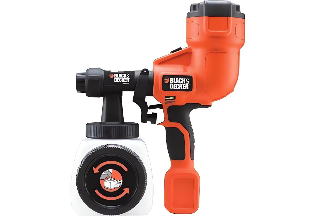 Pistolet natryskowy BLACK & DECKER HVLP200-QS cicha praca niski poziom wibracji ciśnienie dźwięk komfort sesja kontrola użytkowanie