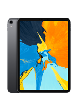Na obrazie widoczny jest tablet z dużym ekranem, na którym wyświetlany jest kolorowy wzór w odcieniach niebieskiego, żółtego i pomarańczowego. Obudowa tabletu jest w ciemnym kolorze, a w rogu znajduje się aparat.