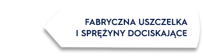 Obraz przedstawia biały kształt z czarną obwódką, na którym widnieje tekst: \'FABRYCZNA USZCZELKA I SPRĘŻYNY DOCISKAJĄCE\'.