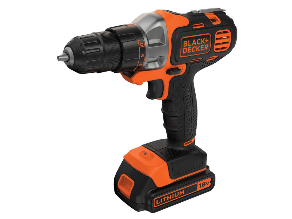 Wiertarko-wkrętarka BLACK&DECKER Multievo MT218K-QW świetne parametry techniczne nowoczesne rozwiązania do pracy w drewnie w tworzywach sztucznych i w metalu