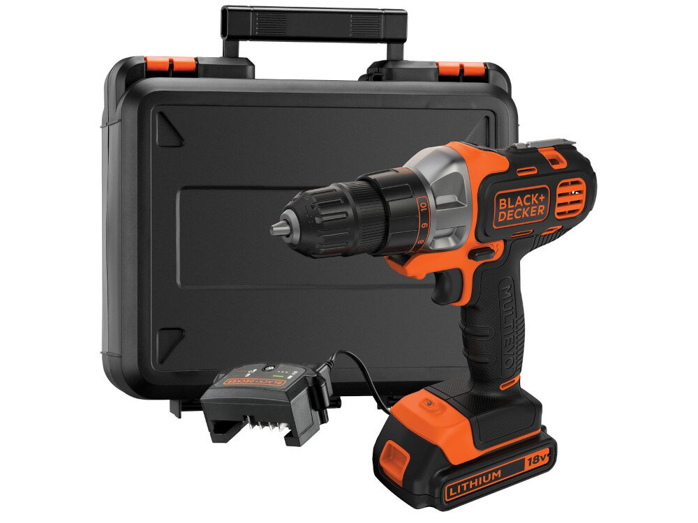 Wiertarko-wkrętarka BLACK&DECKER Multievo MT218K-QW w zestawie akumulator ładowarka walizka instrukcja obsługi w języku polskim karta gwarancyjna