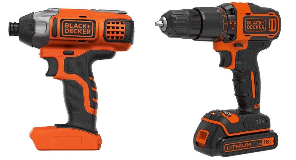 Zestaw elektronarzędzi BLACK&DECKER BCK21S1S zestaw elektronarzędzi świetne parametry techniczne solidny niezawodny kompaktowy w zestawie wiertarko-wkrętarka BDCHD18 zakrętarka BDCIM18N silnik bezszczotkowy duża odporność na przeciążenia praca na niskich obrotach