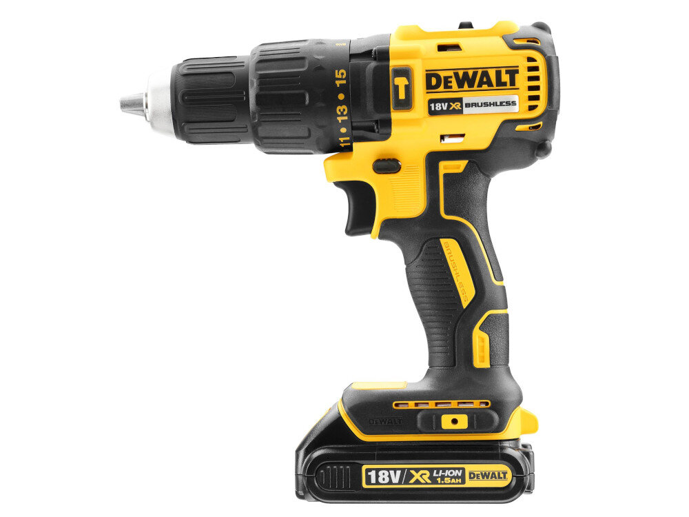 Wiertarko-wkrętarka DEWALT DCD778S2T funkcja udaru praca w betonie częstotliwość udaru do 29750 ud/min maksymalna średnica wiercenia w drewnie do 30 mm w stali i w murze do 13 mm