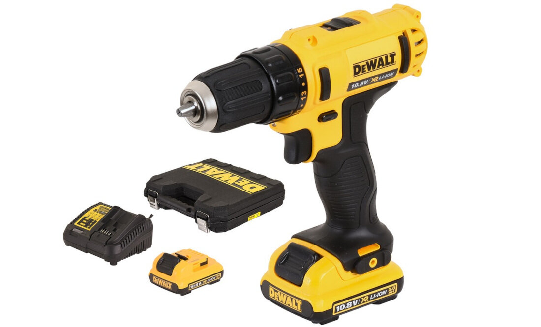 Wiertarko-wkretarka DEWALT DCD710D2 wyposazenie zestaw akcesoria walizka ladowarka 2 akumlatory