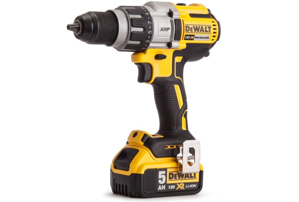 Wiertarko-wkretarka DEWALT DCD991P2-QW dobra widocznosc pola pracy nowy akumlator o pojemnosc 5.0 Ah technologia Li-Ion silnik bezszczotkowy dioda LED funkcja opoznionego startu