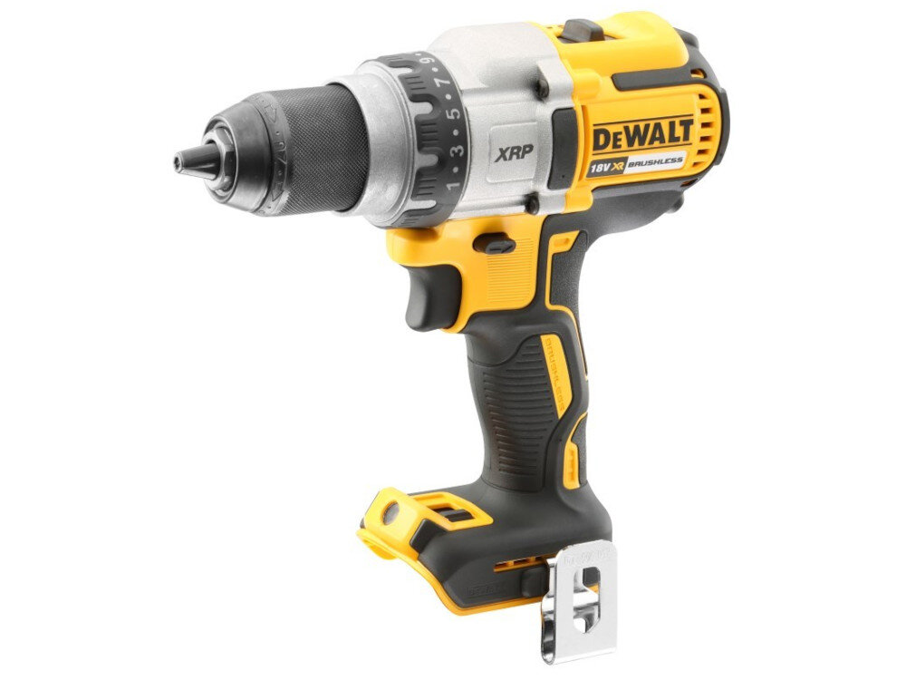 Wiertarko-wkrętarka DEWALT DCD991NT-XJ dla majsterkowiczow dla profesjonalistow funkcjonalnosc wiertarki i wkretarki lekka konstrukcja trzy biegi ergonomiczna budowa