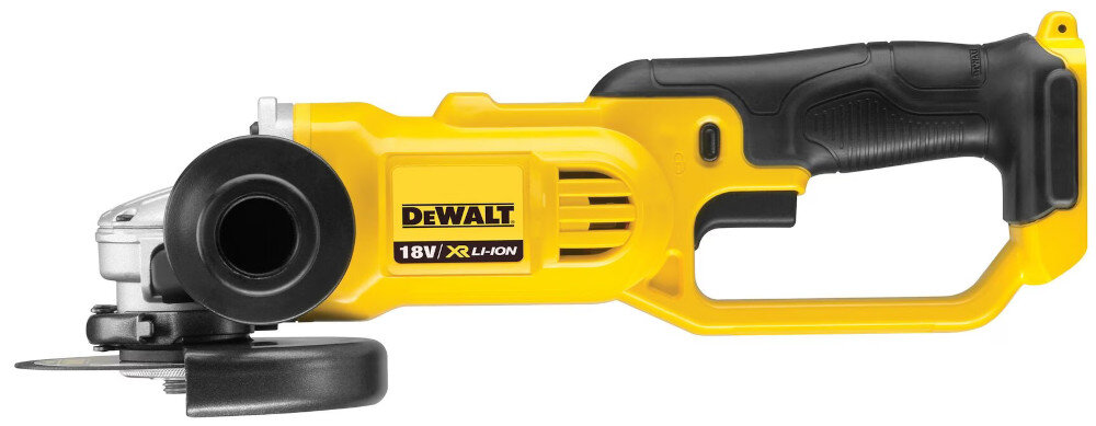 Zestaw Combo DEWALT 18 V DCK271M2 szlifierka kątowa DCG412 system LOCK-OFF otwory wlotowe zabezpieczone siatką ergonomiczna konstrukcja rękojeści
