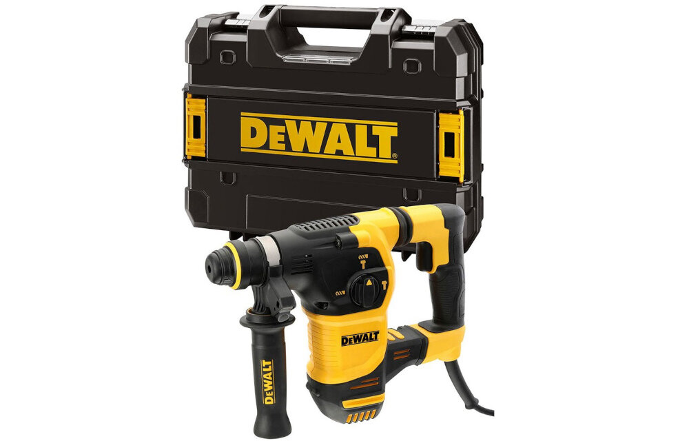 Mlotowiertarka DEWALT D25333K-QS komfort wygoda wydluzenie czasu pracy system Perform & Protect wysoka jakosc do prac remontowo-budowlanych wiercenie w drewnie wiercenie w metalu wiercenie z udearem w betonie podkuwanie w tynku ceramice murze mozliwosci