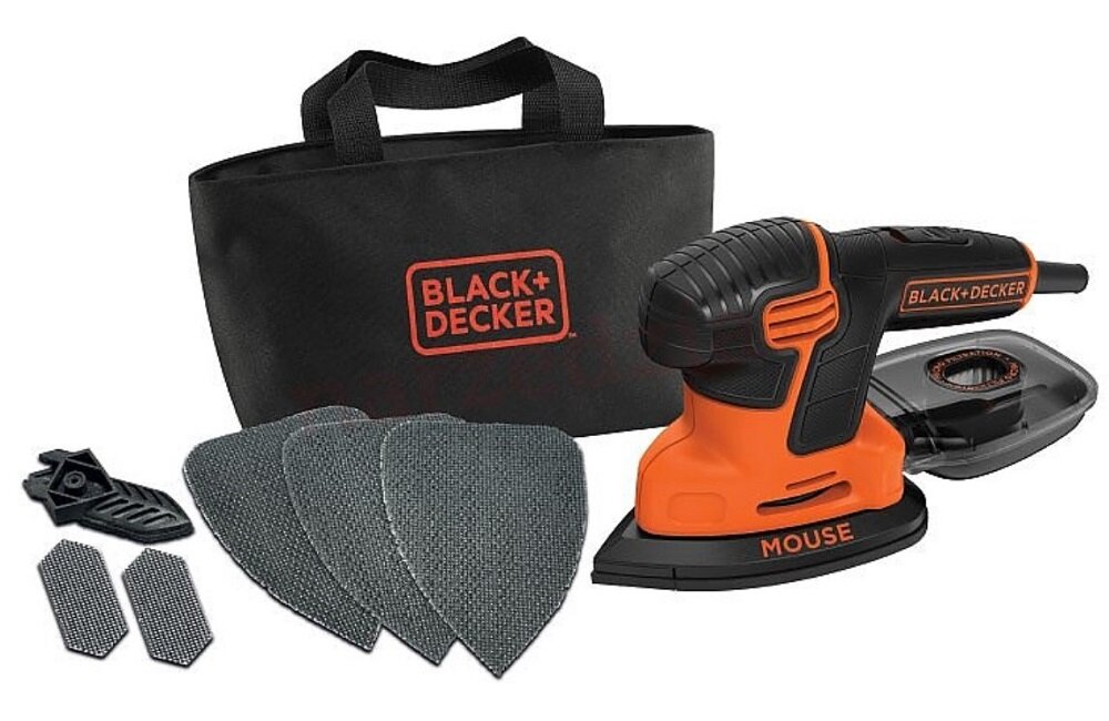 Szlifierka oscylacyjna BLACK DECKER Mouse KA2000 Wygodne przechowywanie wyposażenie przenośna torba ochronna