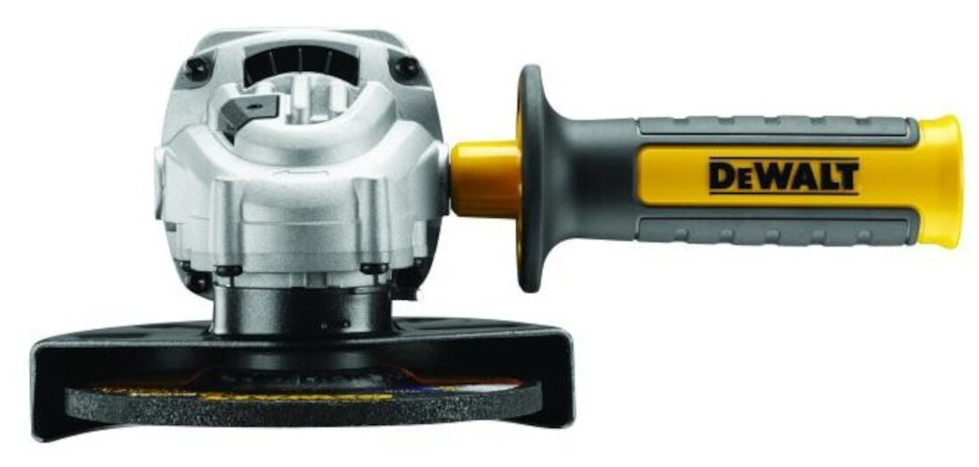 Szlifierka katowa DEWALT DWE4217-QS komfortowe uzytkowanie udogodnienia wyposazenie maly ergonomiczny obwod korpusu bezpieczna praca zabezpieczenia