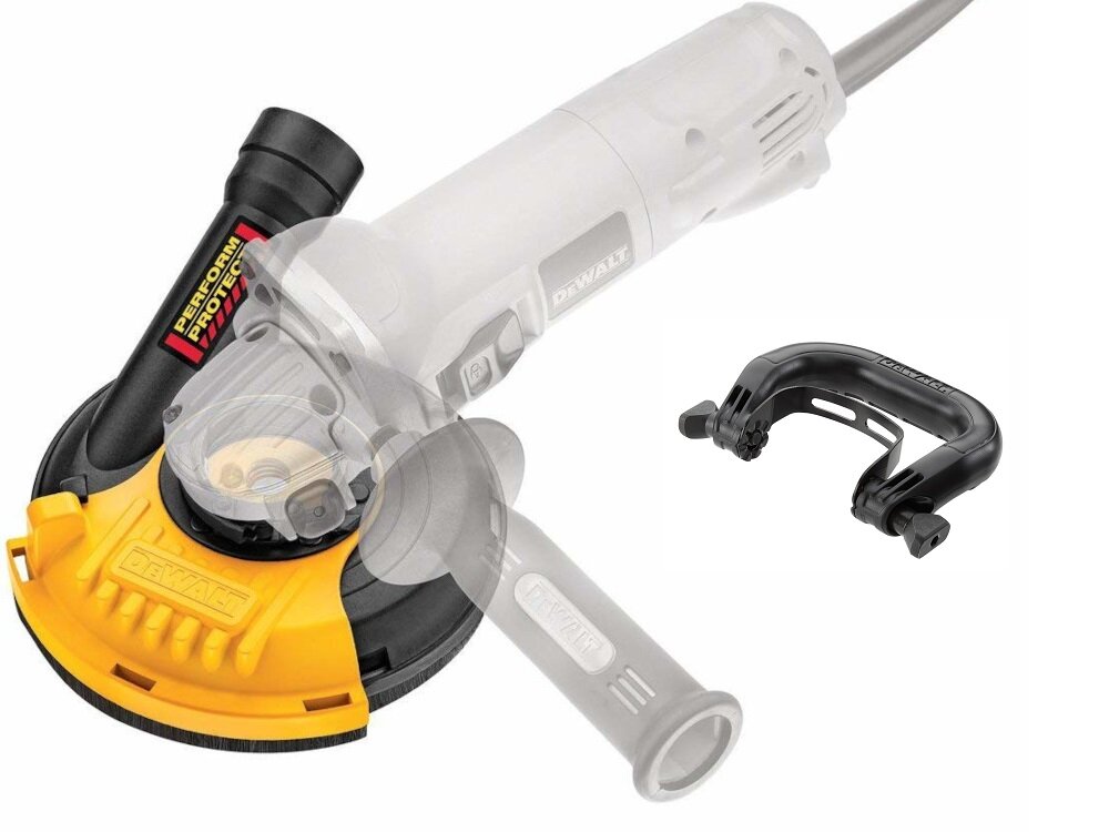 Szlifierka kątowa DEWALT DWE4217KT ergonomiczna rączka tworzywo sztuczne stabilny chwyt waga 2,2 kabel