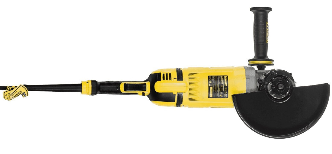 Szlifierka katowa DEWALT DWE4579R system wyrzutu pilkow zabezpieczenie przeciwprzeciazeniowe