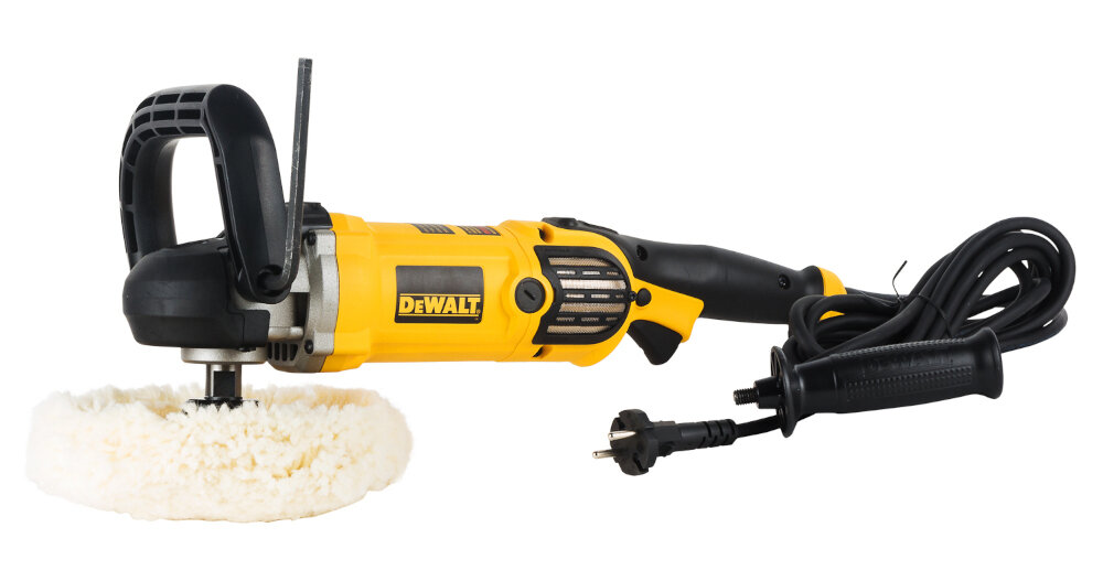 Polerka DEWALT DWP849X-QS niewielka masa waga 3 kg obudowa pokryta antypoślizgowym materiałem w najważniejszych miejscach