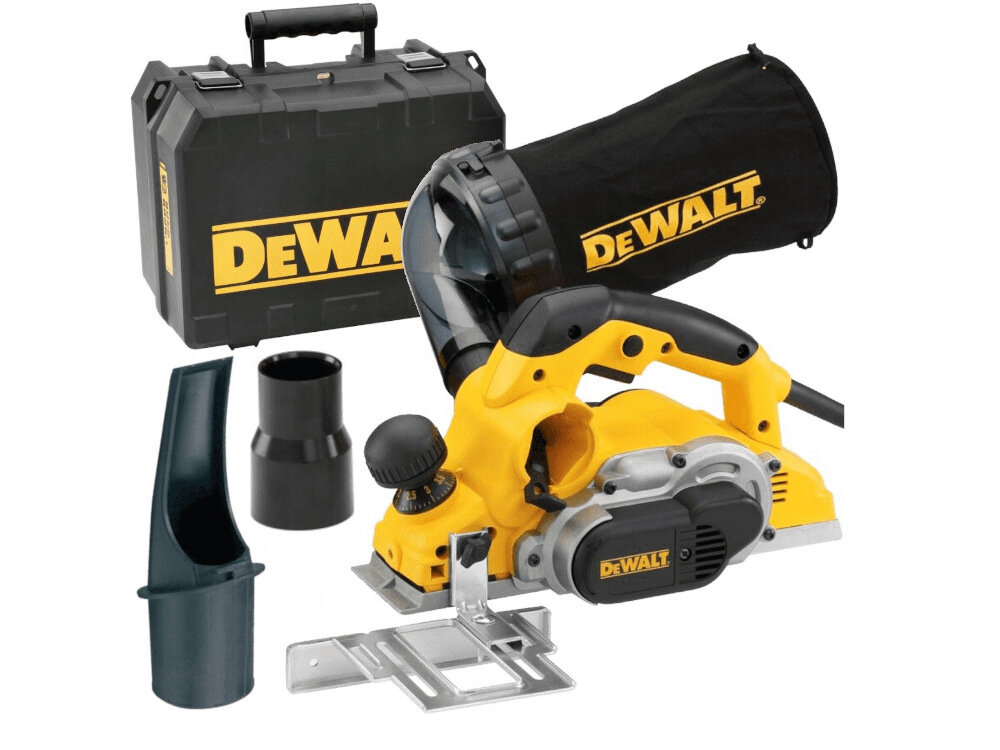 Strug DEWALT D26500K-QS zestaw prowadnica rownolegla koncowka do odsysania pylu kufer TSTAK wyrzutnik wiorow deflektor worek na wiory dwustronne noze prowadnica do wciec profilowych dokumentacja