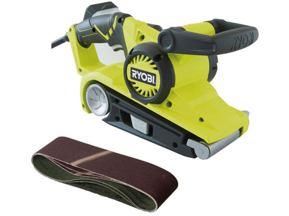 Szlifierka taśmowa RYOBI EBS800 w zestawie 3 taśmy szlifierskie o gradacji 60 100 120 instrukcja obsługi w języku polskim karta gwarancyjna