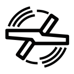 waterjet clean Czarny symbol przedstawiający stylizowany wiatrak z trzema łopatkami i okręgami wokół niego.