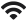 Czarny symbol Wi-Fi z trzema zakrzywionymi liniami nad kropką, przypominający sygnał bezprzewodowy.