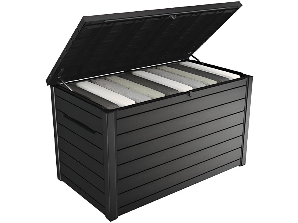 Skrzynia ogrodowa KETER Ontario Box Antracytowy niewielki rozmiar 147 x 83 x 86 cm pojemność do 870 litrów mechanizm ułatwiający otwieranie pokrywy