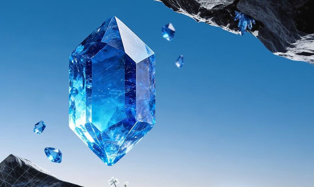 Telewizor METZ 43MQH7500Z Sapphire Crystal Optics wysoka jasność przejrzysty obraz, kryształ na błękitnym tle