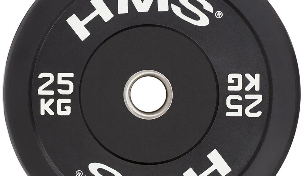 Obciążenie HMS BBR25 (25 kg) zbliżenie na średnicę otworu specjalne wyprofilowanie dopracowany odlew ograniczają obracanie się talerza na gryfie tuleja ze stali nierdzewnej szybkie zakładanie i zdejmowanie obciążenia