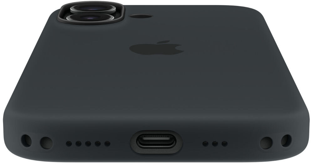 Etui APPLE Silicone Case MagSafe do iPhone 17 widoczny dół etui wycięcie na głośniki na port ładowania mikrofony