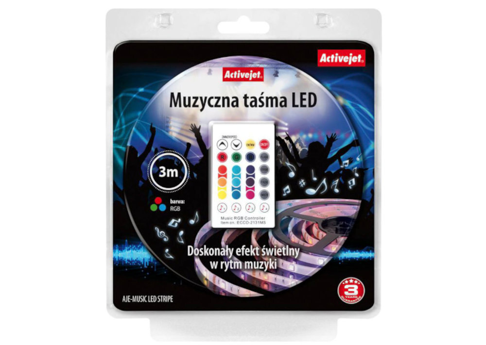 TAŚMA LED MUSIC STRIPE RGB 3M IP65 naklej tam gdzie zechcesz