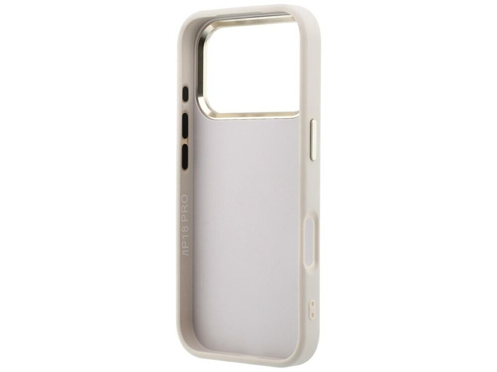 Etui w jasnym kolorze z dużym otworem na aparat i przyciskami bocznymi. Na boku widoczny napis \'IP 16 PRO\'.