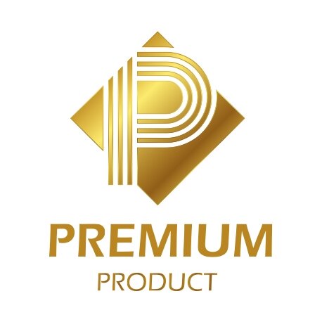 Logo w kształcie złotego rombu z literą \'P\' w środku. Pod spodem znajduje się napis \'PREMIUM PRODUCT\'.